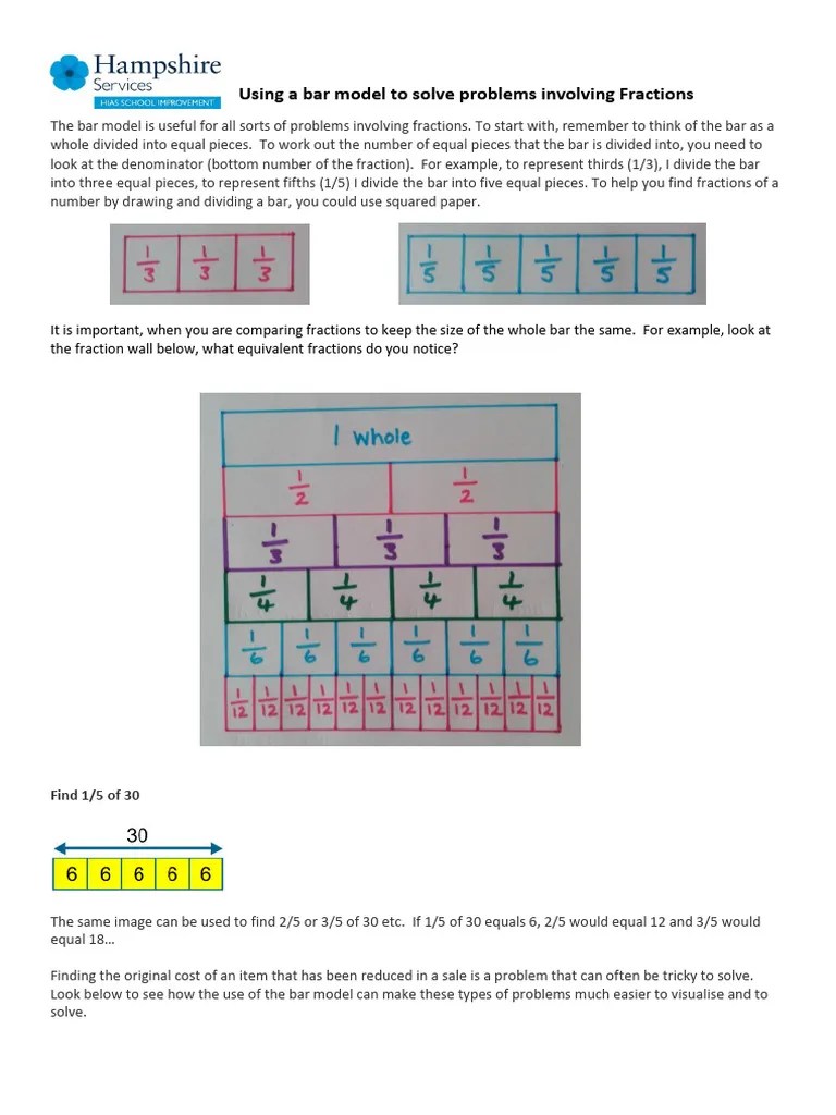 Revision 4 - Bar Model For Fractions | PDF