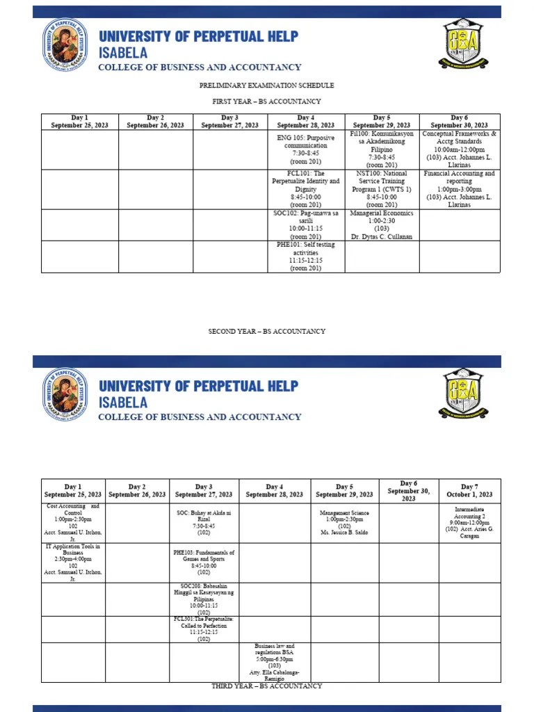 Bsa Prelim Schedule 1st Sem 2023 2024 | PDF | Economies | Accounting