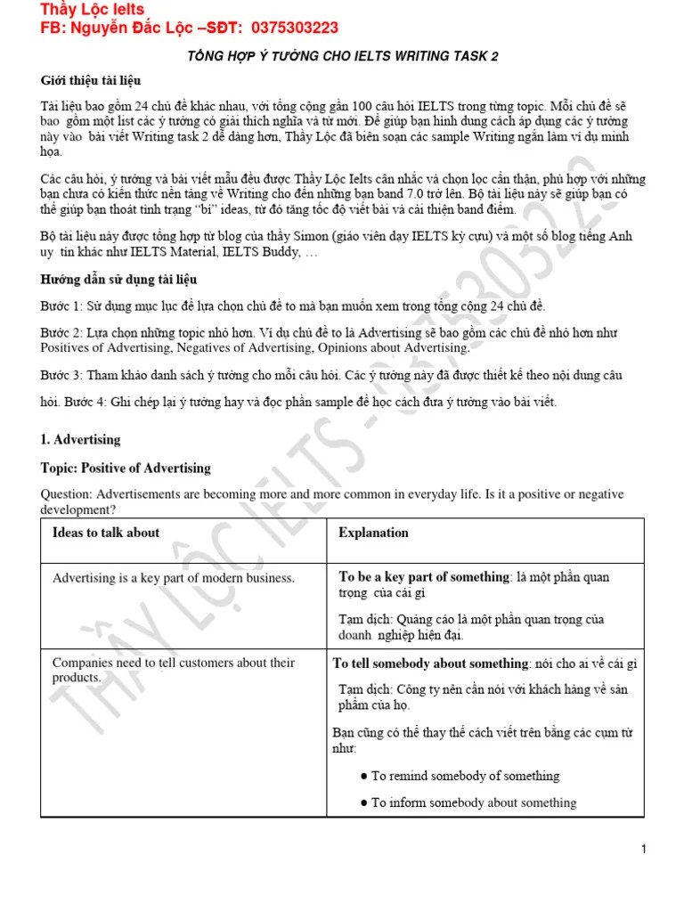 Ielts Writing Task 2 Ideas | PDF