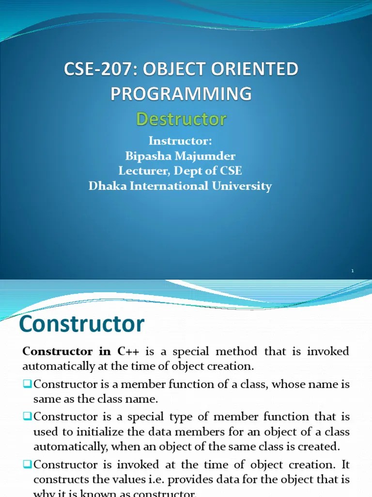 Oop 4 | PDF | Constructor (Object Oriented Programming) | Programming