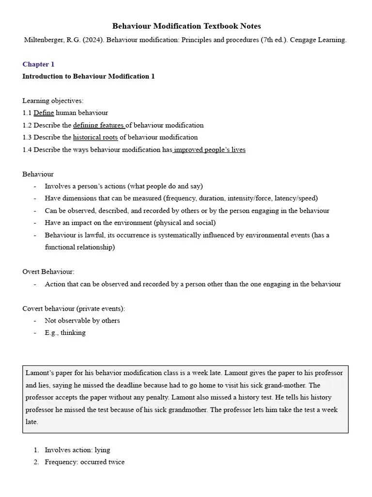 Behaviour Modification - Textbook Notes | PDF | Behaviorism | Behavior ...