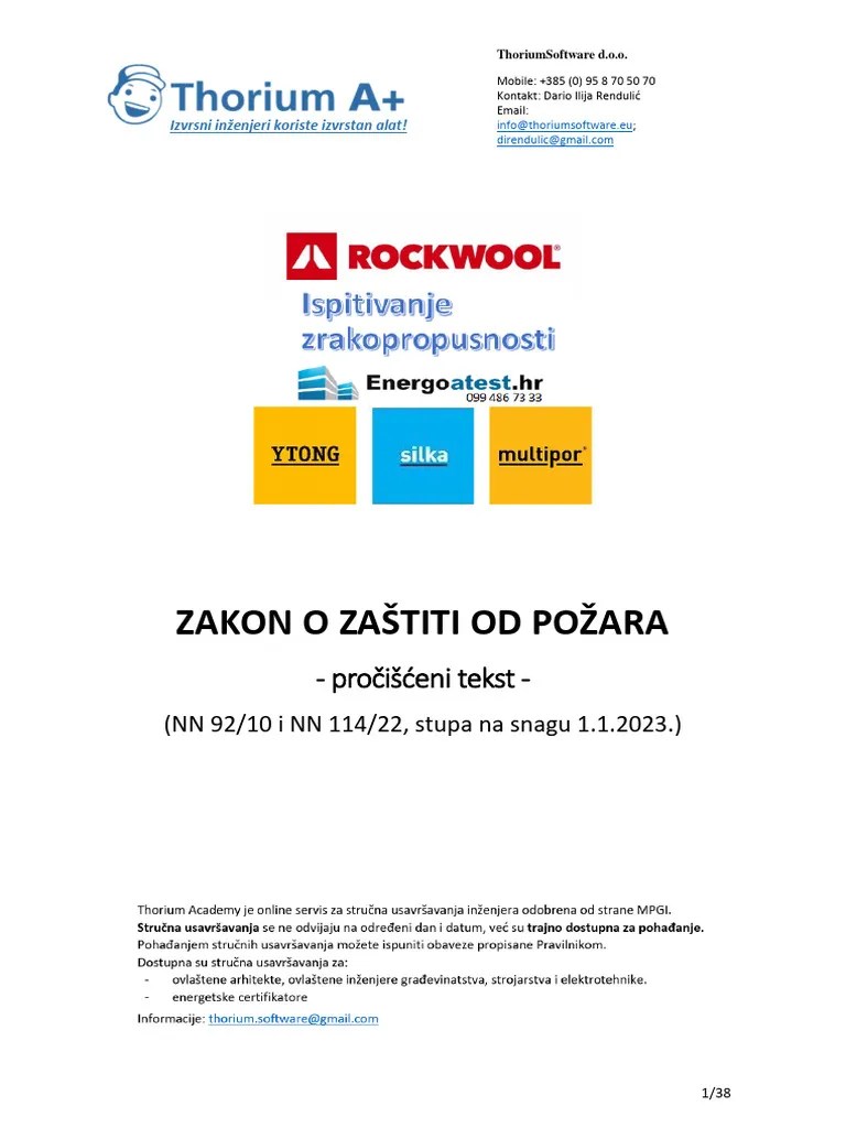 Zakon O Zastiti Od Pozara NN 114 22 Procisceni Tekst | PDF