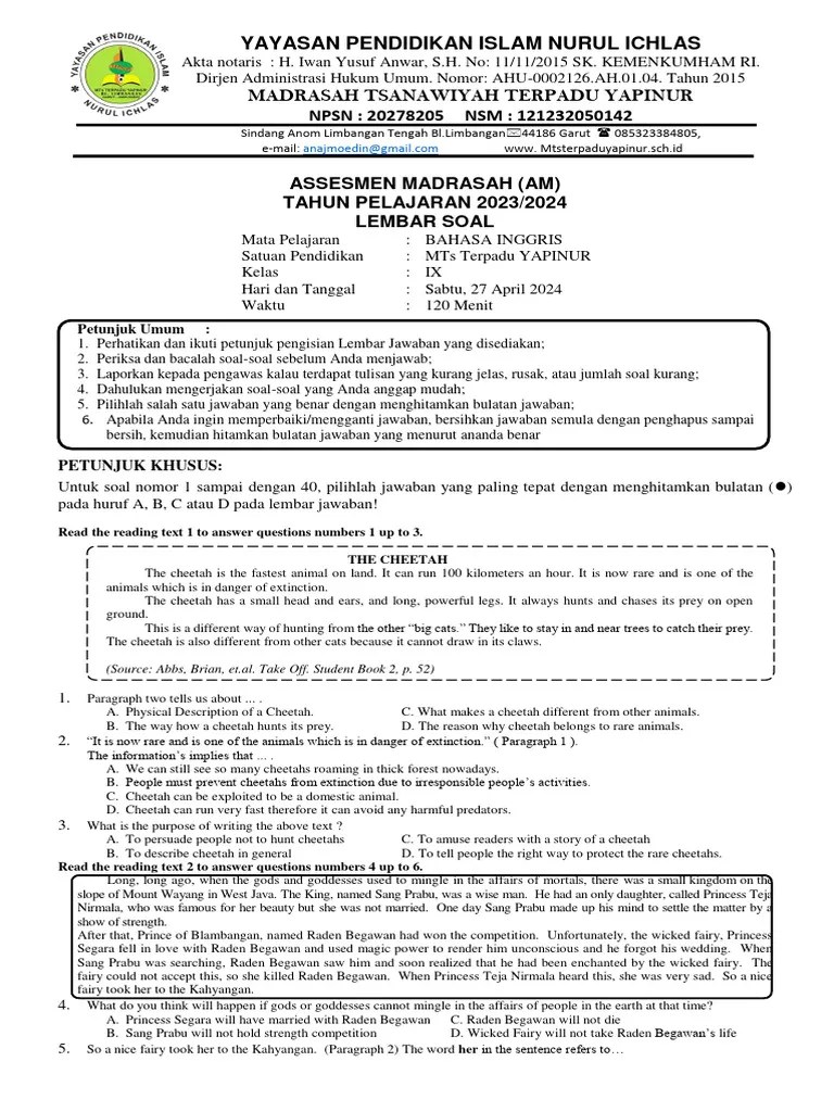 Soal Am Bahasa Inggris | PDF | Komodo Dragon | Teaspoon