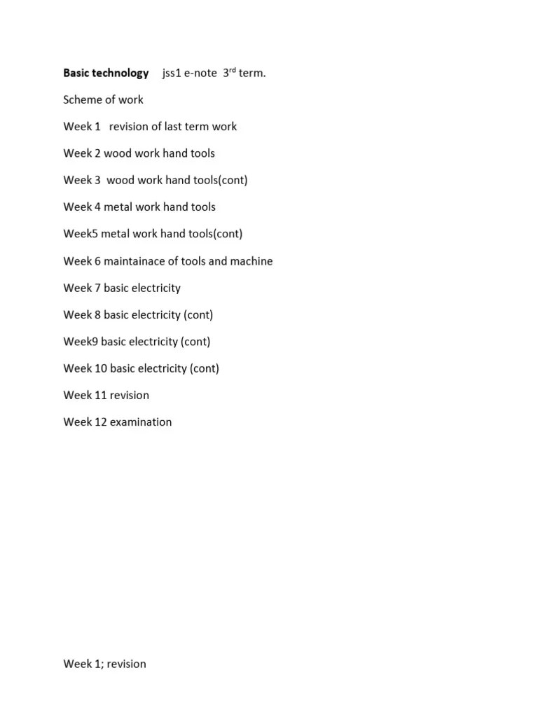 JSS1 Basic Technology 3rd Term Lesson Note PDF | PDF | Direct Current ...