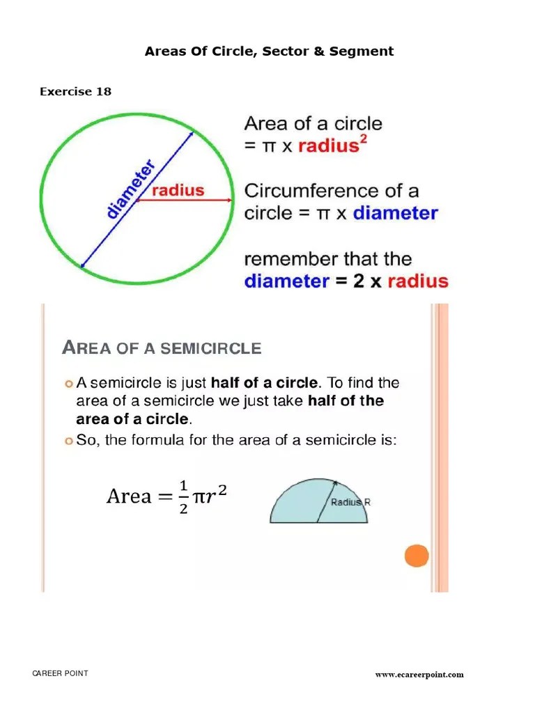 Chapter18-Areas Of Circle, Sector & Segment | PDF | Area | Circle