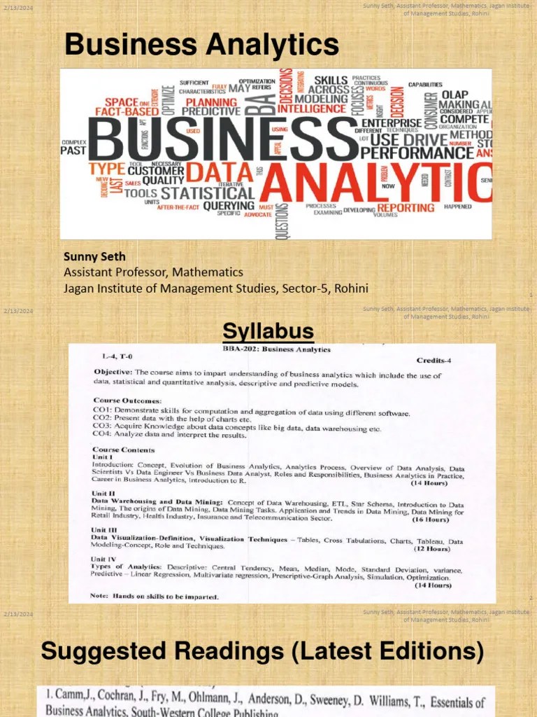 Business Analytics Unit 1 | PDF | Data Analysis | Statistics