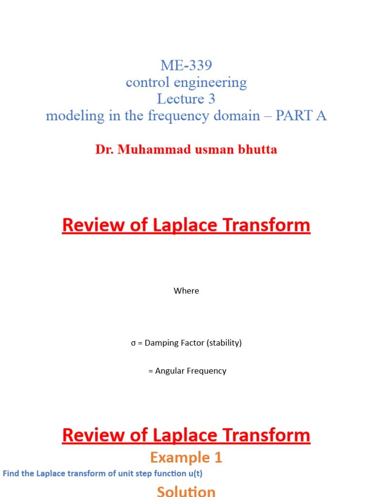 Lecture 3 - Modeling In The Frequency Domain_Laplace Transforms | PDF ...
