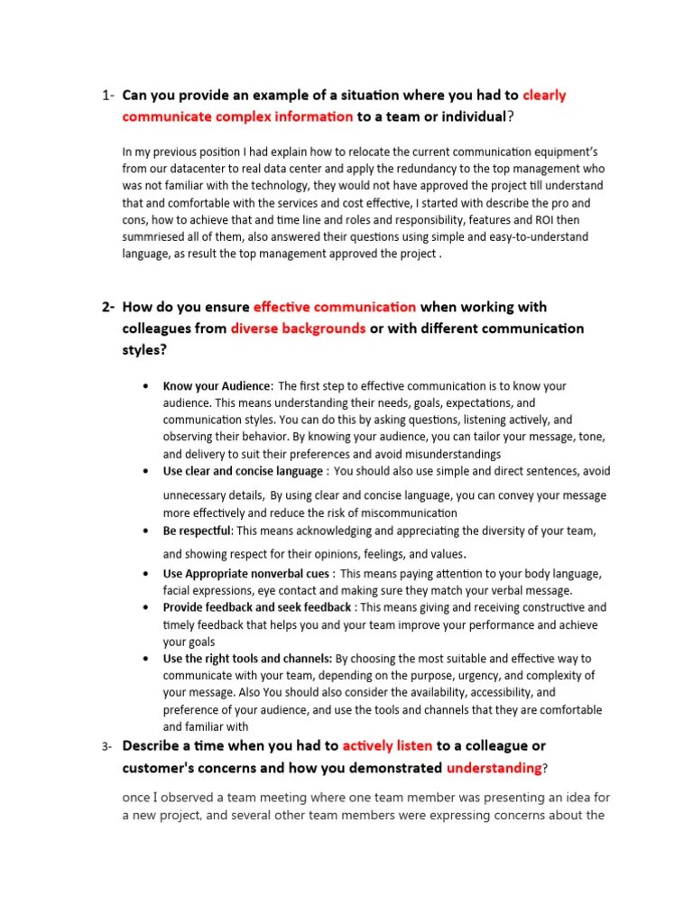 Manager Interview Questions | PDF | Communication | Data