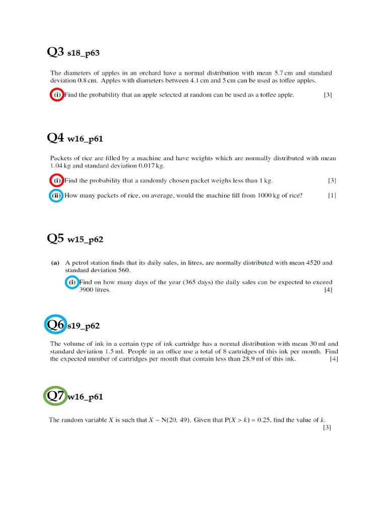 Normal Distribution Worksheet | PDF