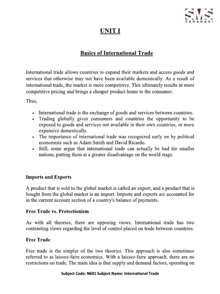 Basics Of International Trade | PDF