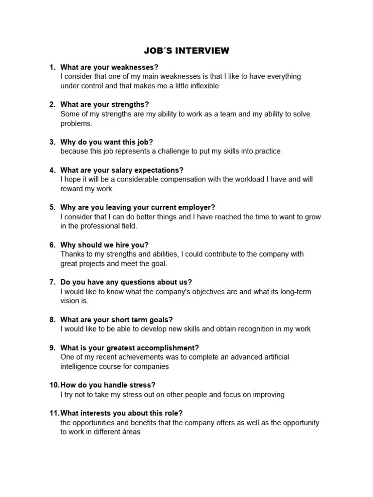 Job´s Interview | PDF | Goal | Industrial And Organizational Psychology