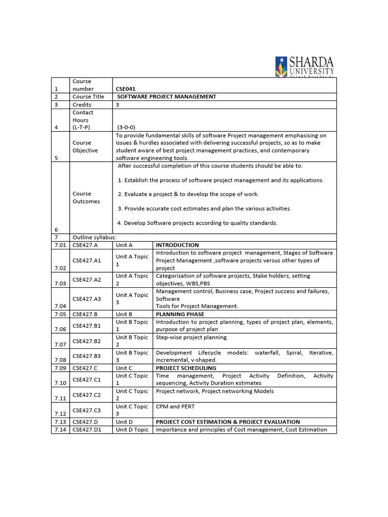 SPM Syllabus | PDF | Project Management | Projects