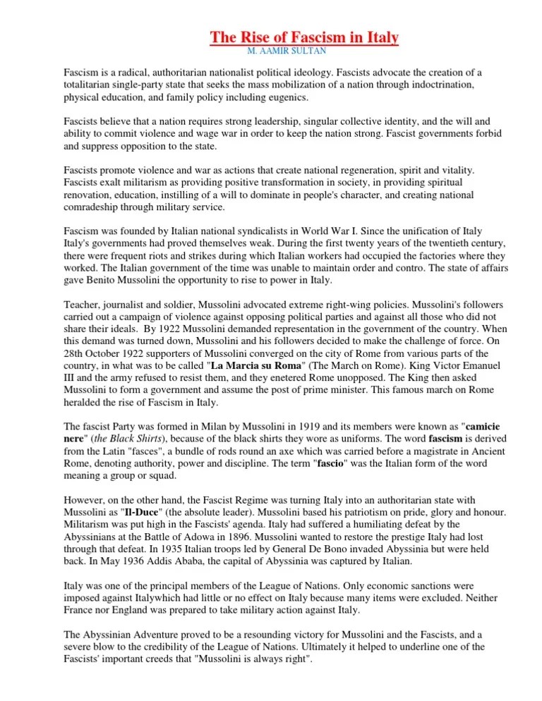 The Rise Of Fascism | PDF | Kingdom Of Italy | Fascism