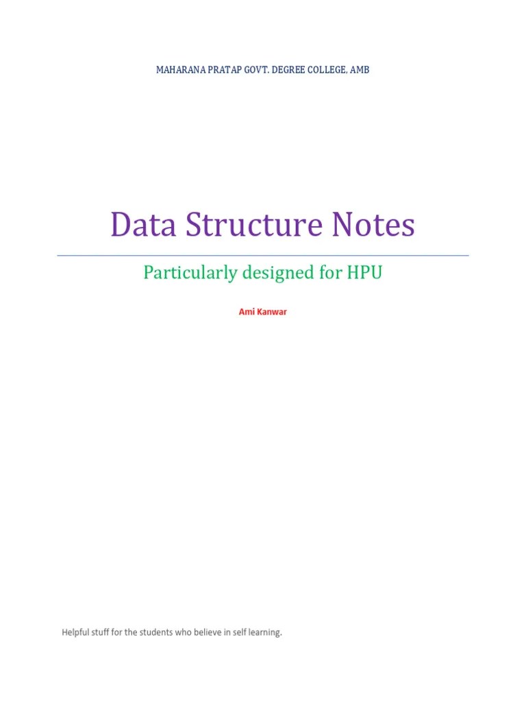 Data Structure Notes | PDF | Data Structure | Queue (Abstract Data Type)