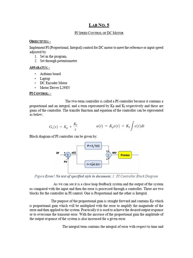 Lab 5 Control | PDF | Control Theory | Electrical Engineering