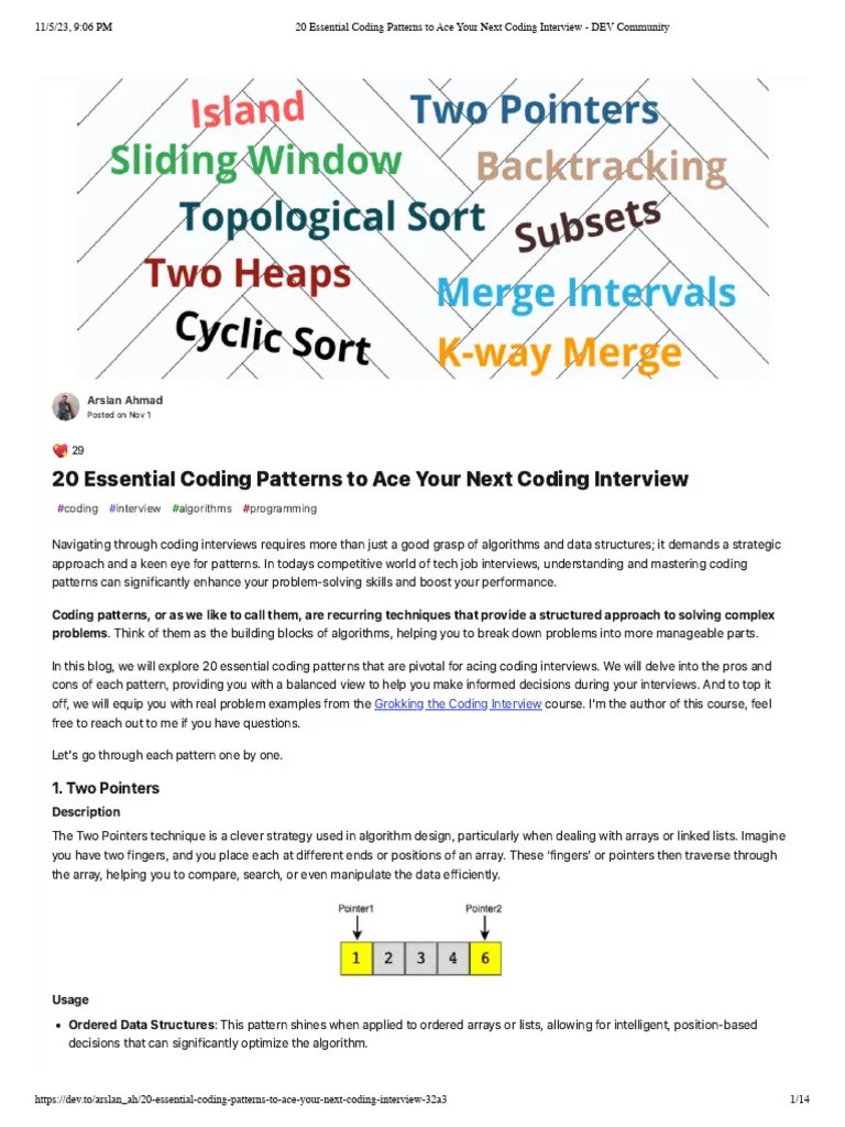 20 Essential Coding Patterns To Ace Your Next Coding Interview - DeV ...