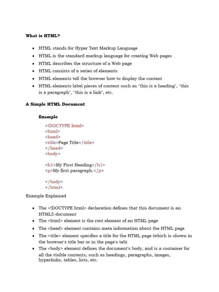 What Is HTML | PDF | Html | Html Element