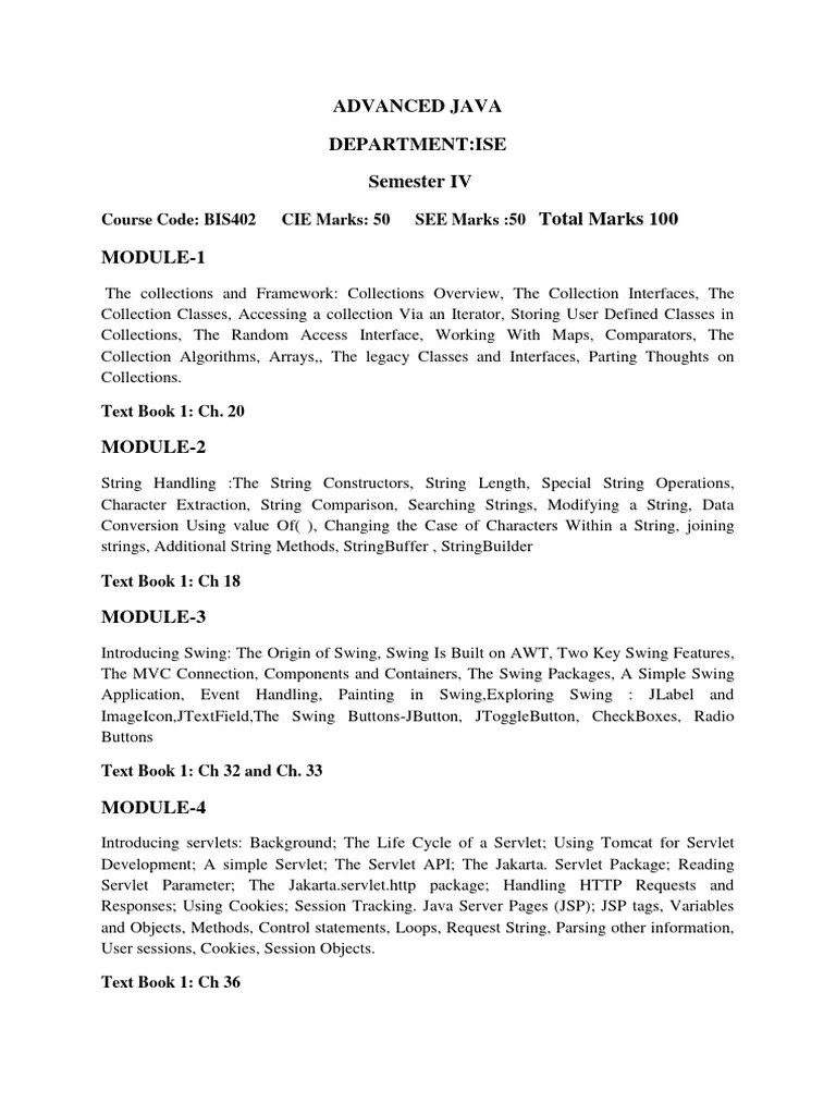 Advanced Java Syllabus | PDF | Computing | Software Development