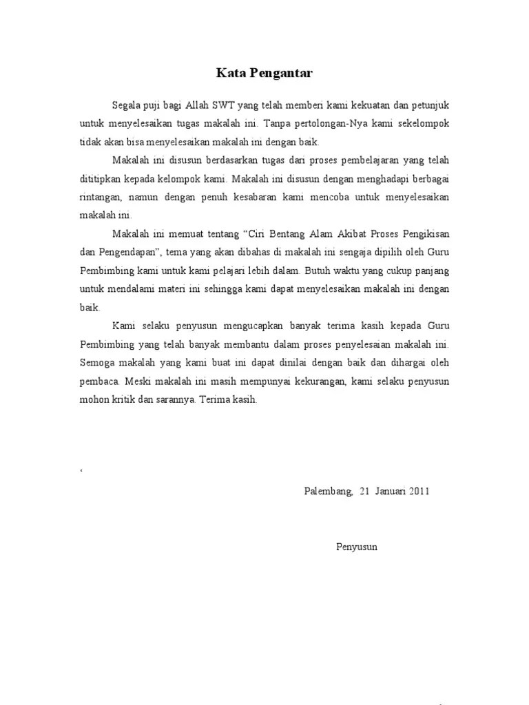 Kelompok viii karmin ibrahim imrathul khusnah rahmi kata pengantar puji syukur . Kata Pengantar Dan Daftar Isi Makalah Geografi Pdf