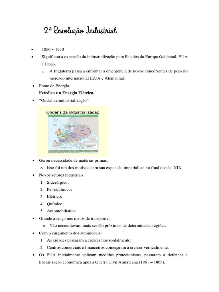 2ª Revolução Industrial | PDF | Revolução Industrial | Os Estados Unidos