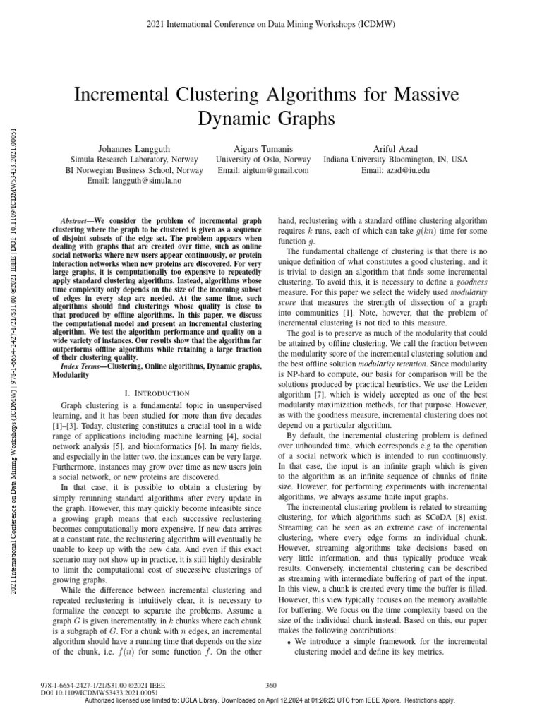 Incremental Clustering Algorithms For Massive Dynamic Graphs | PDF ...