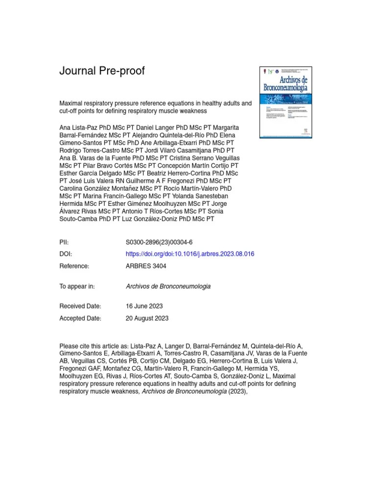 Respiratory Pressure Norms & Weakness | PDF | Clinical Medicine ...