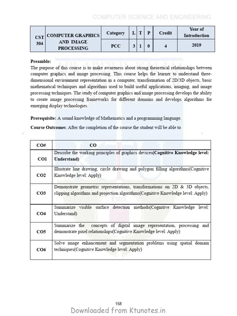 CG Syllabus | Download Free PDF | 2 D Computer Graphics | 3 D Computer Graphics