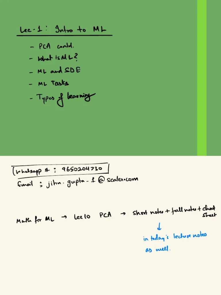 Intro To ML Notes | PDF | Machine Learning | Statistical Classification