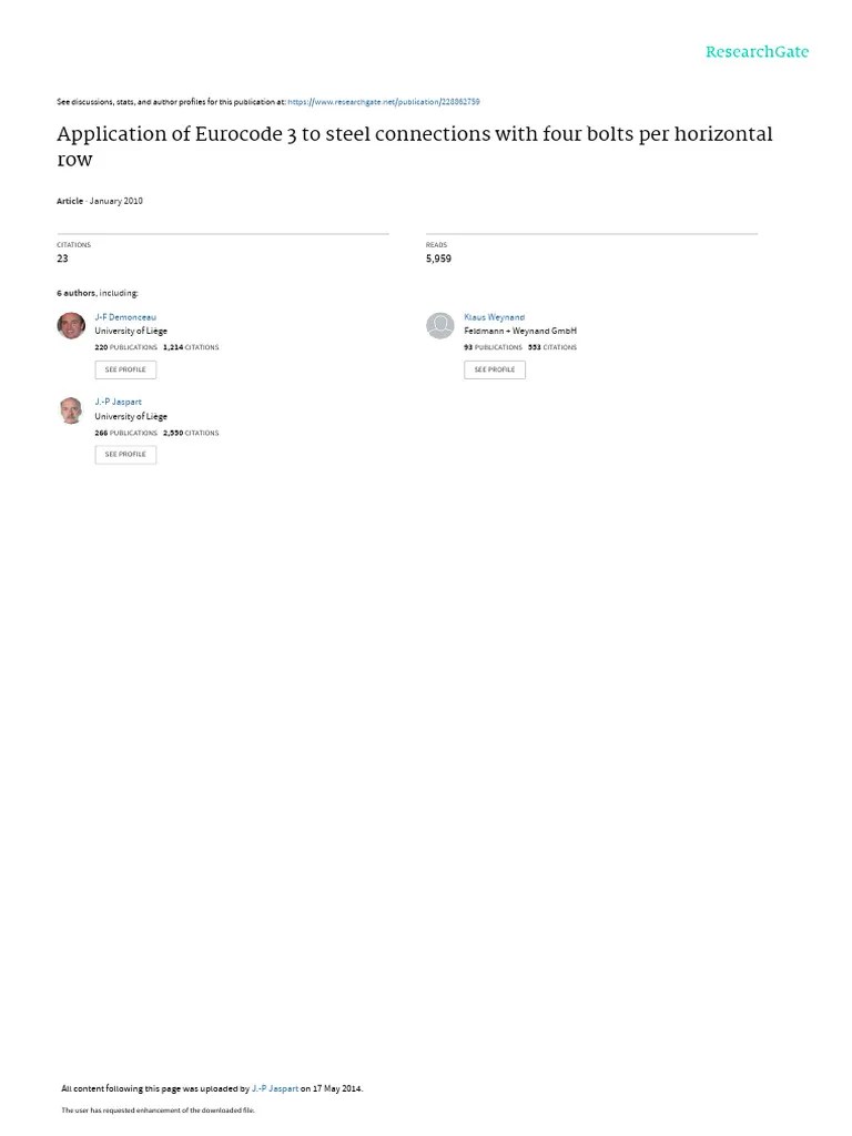 Application Of Eurocode 3 To Steel Connections Wit | PDF | Strength Of Materials | Mechanical ...