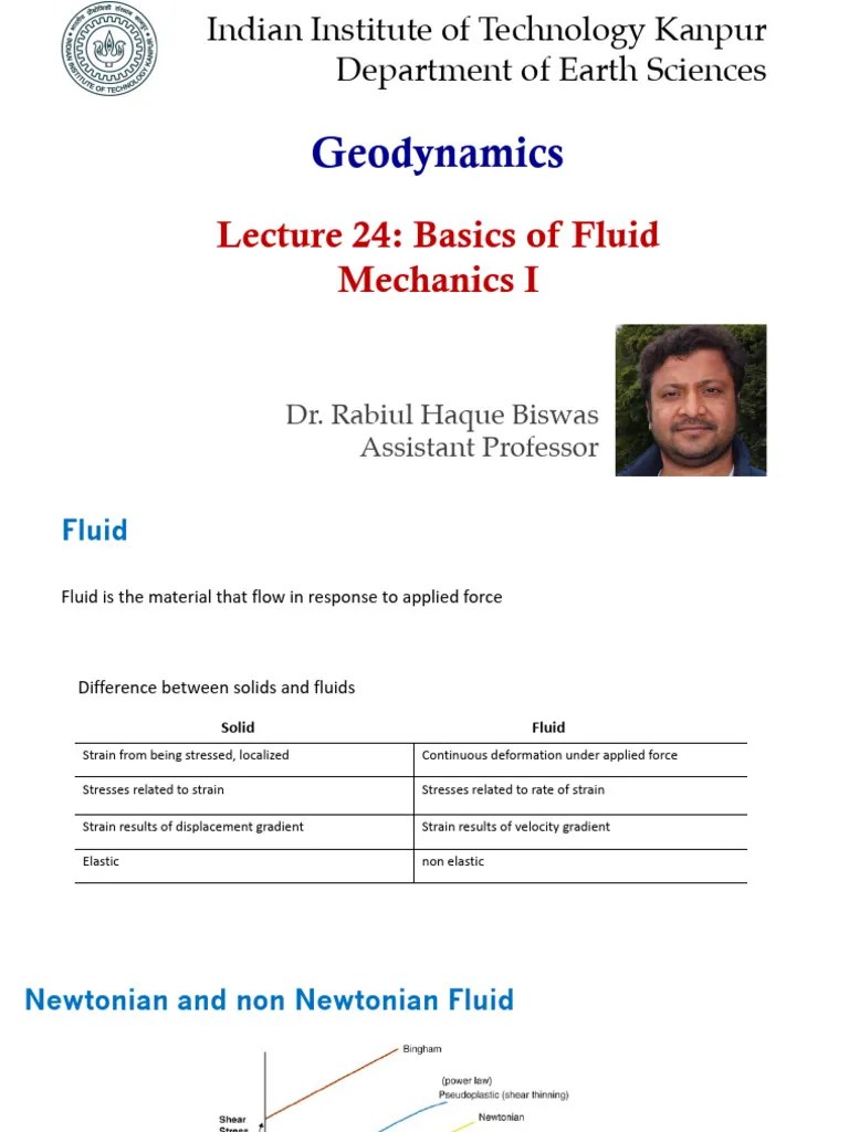 Lecture 24 - Basics Of Fluid Mechanics I | Download Free PDF | Fluid Dynamics | Viscosity