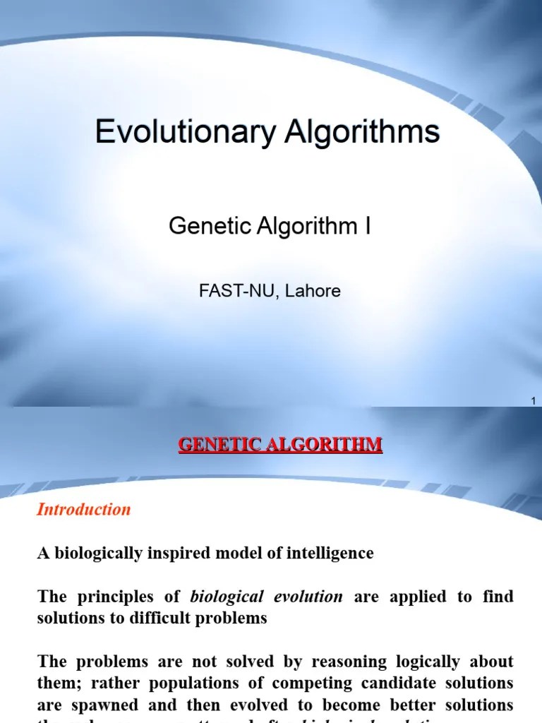 Lecture 12 - 13 Genetic Algorithm-I | PDF | Genetic Algorithm | Genetics