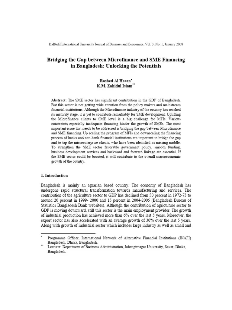 Bridging The Gap Between Microfinance | PDF | Microfinance | Small And ...