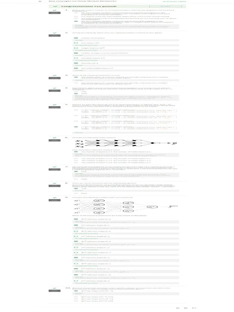 Answer-Week 4 Quiz - Key Concepts On Deep Neural Networks | PDF