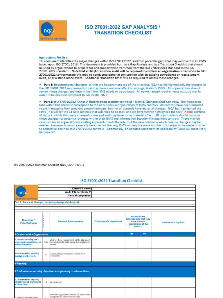 GAP ANALYSIS ISO 27001 - 2022 V1 1 | PDF | Information Security ...