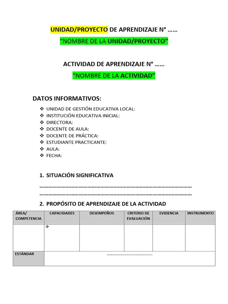 Modelo Estructura De Planificación. | PDF | Maestros | Aprendizaje