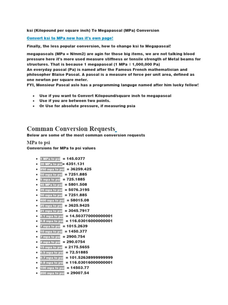 Unit Conversion | PDF | Pascal (Unit) | International System Of Units
