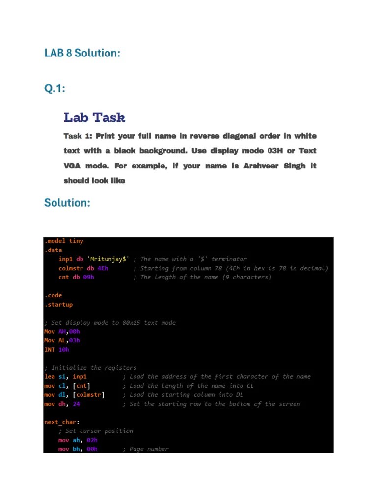 LAB 8 Solution | PDF | Integer (Computer Science) | Booting