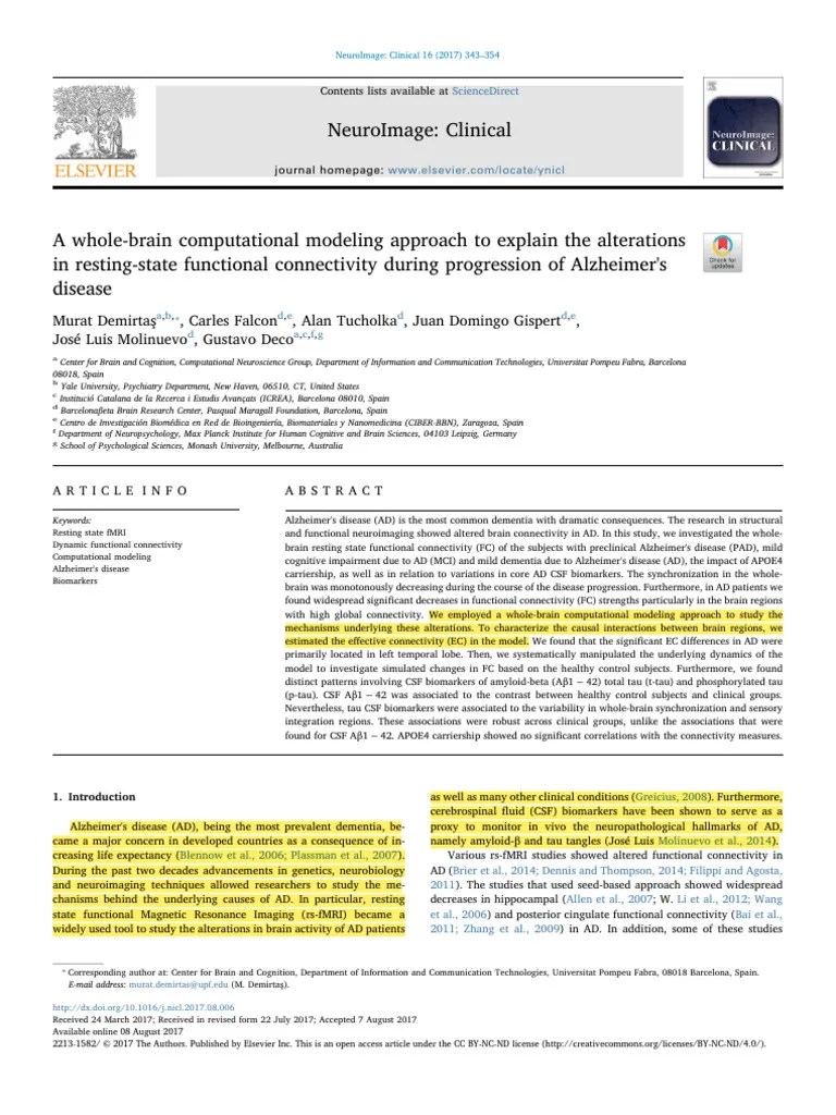 A Whole-Brain Computational Modeling Approach To Explain The ...