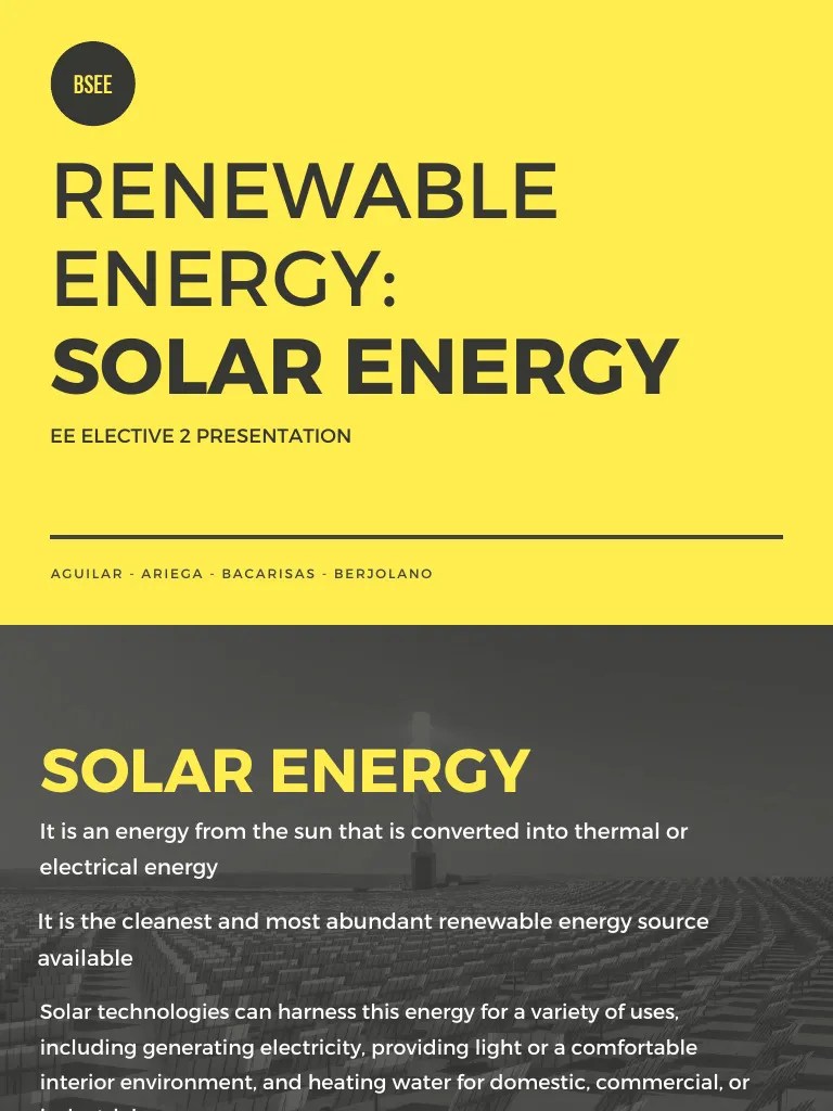 Group 1 - Solar Energy Presentation | PDF | Solar Power | Photovoltaic ...