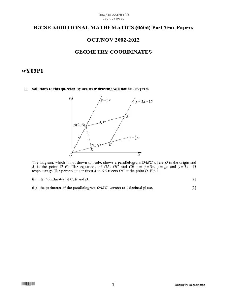 Igcse Addmaths Pyq - Coordinate Geometry (Winter) MS | PDF | Circle | Triangle