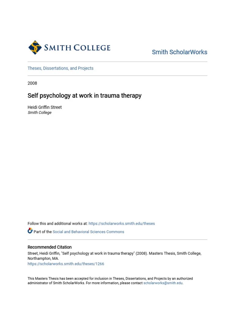 Self Psychology At Work In Trauma Therapy | PDF | Sigmund Freud | Psychoanalysis