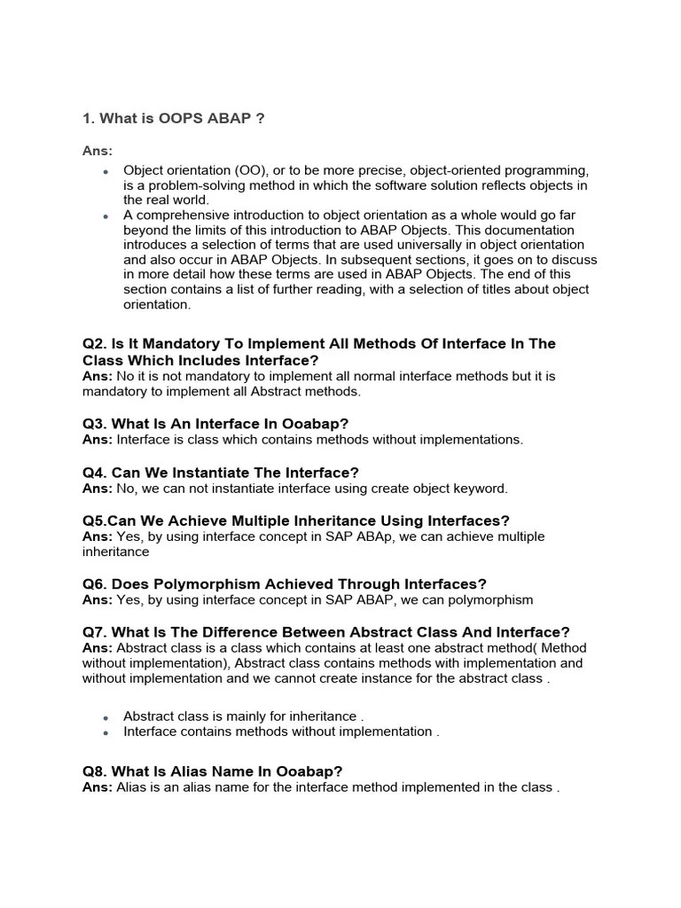 OOPS Questions ND Answers | PDF | Method (Computer Programming) | Class ...