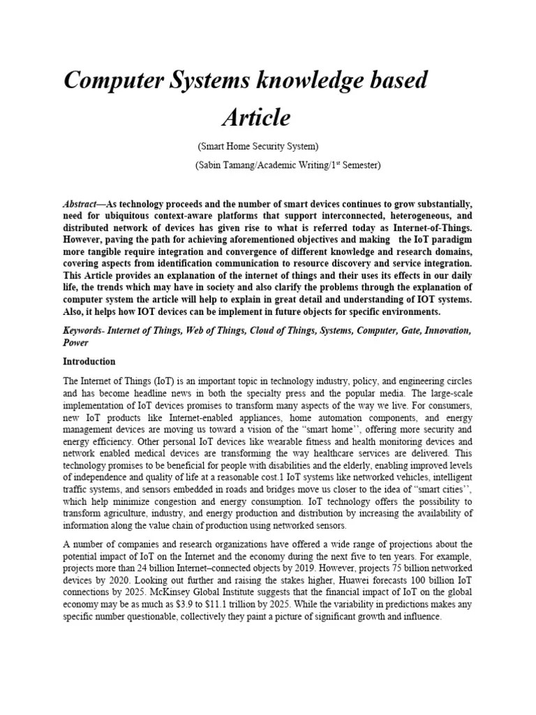 Smart Home Security System | PDF | Internet Of Things | Computer Security