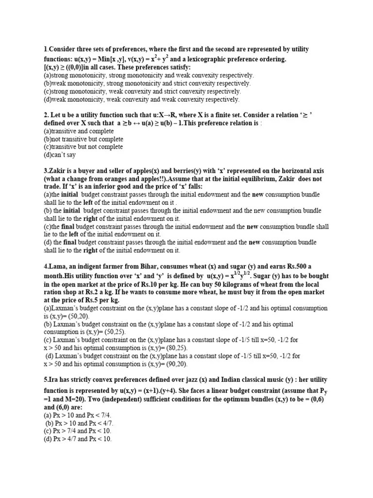 Utility Preferences And Economic Choices | PDF | Utility | Economies