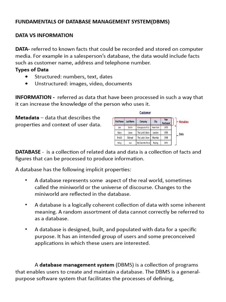 Fundamentals Of Database Management System | Download Free PDF ...