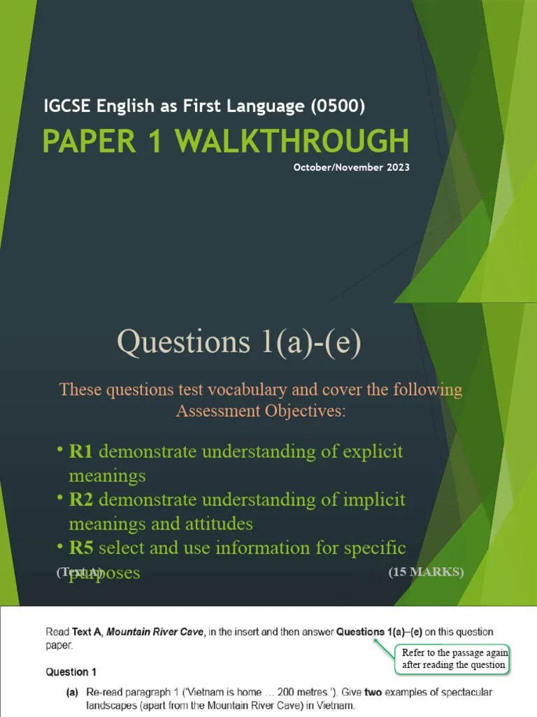Paper 1 Walkthrough | PDF | Reading Comprehension | Linguistics
