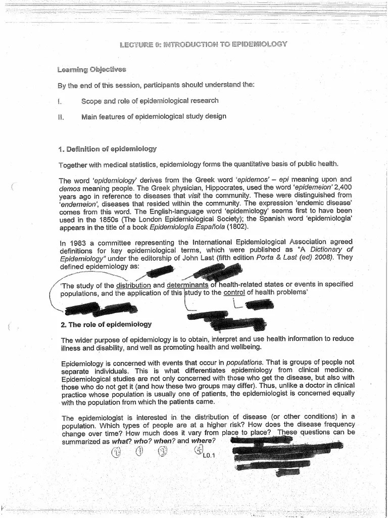 1.lecture Notes - Introduction To Epidemiology | PDF