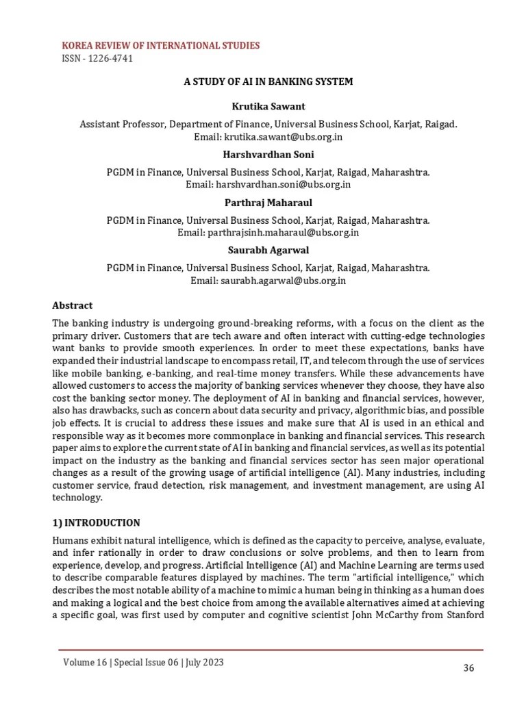 A Study Of Ai In Banking System Kri160616 | PDF | Artificial ...
