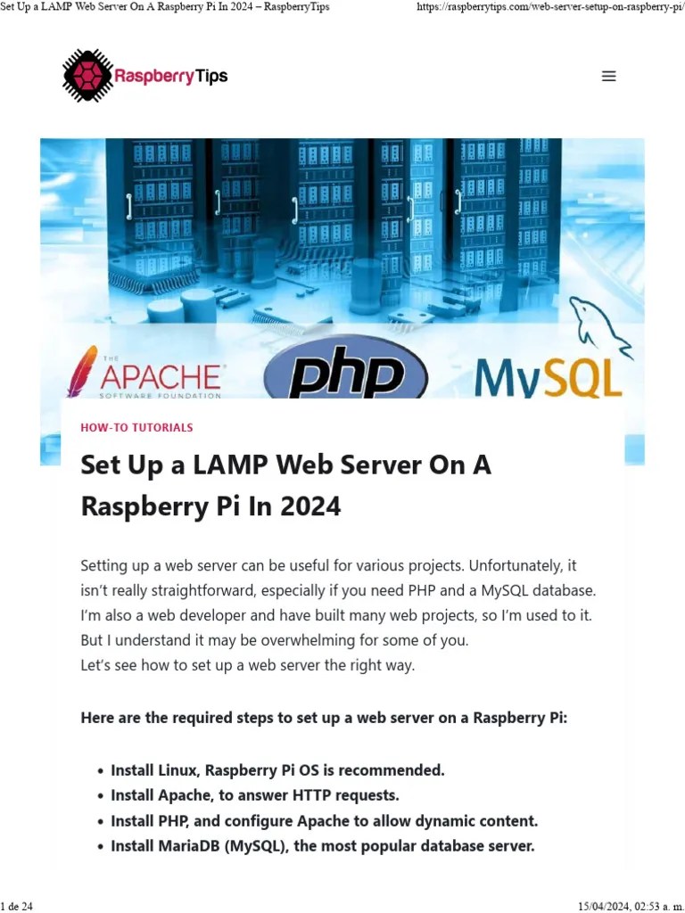 Set Up A LAMP Web Server On A Raspberry Pi In 2024 – RaspberryTips | PDF | World Wide Web ...