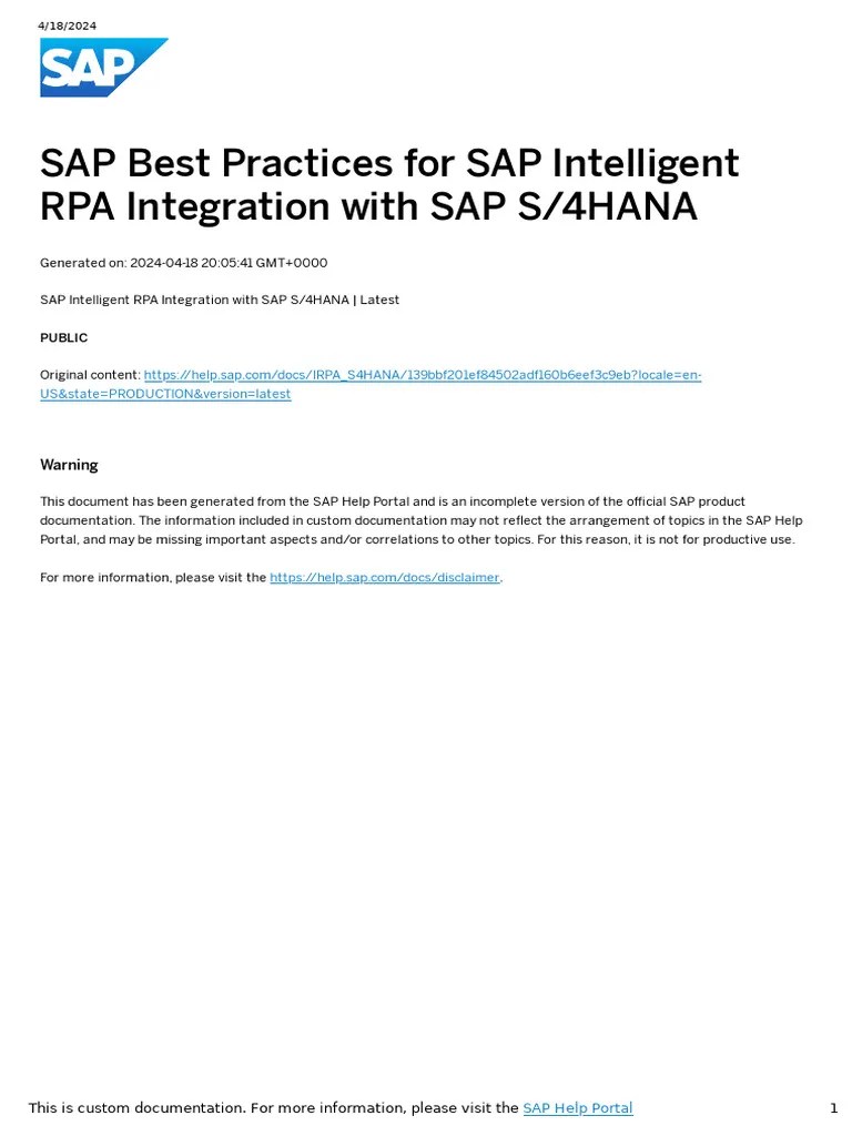 SAP Intelligent RPA | PDF | Automation | Cloud Computing